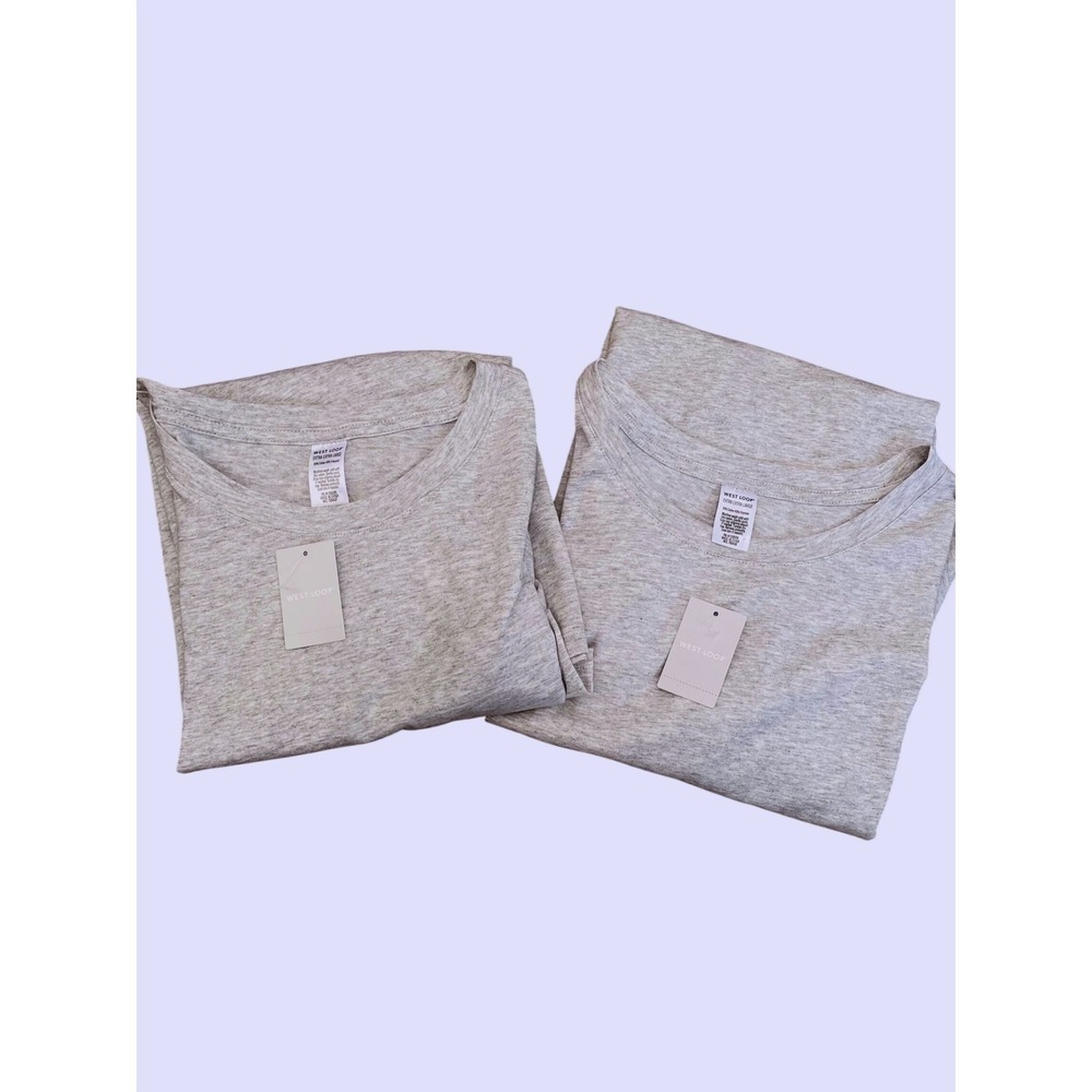 West Loop T-Shirt Women XXL Gray 2-Pack Short Sleeve Crew Neck Cotton Blend New